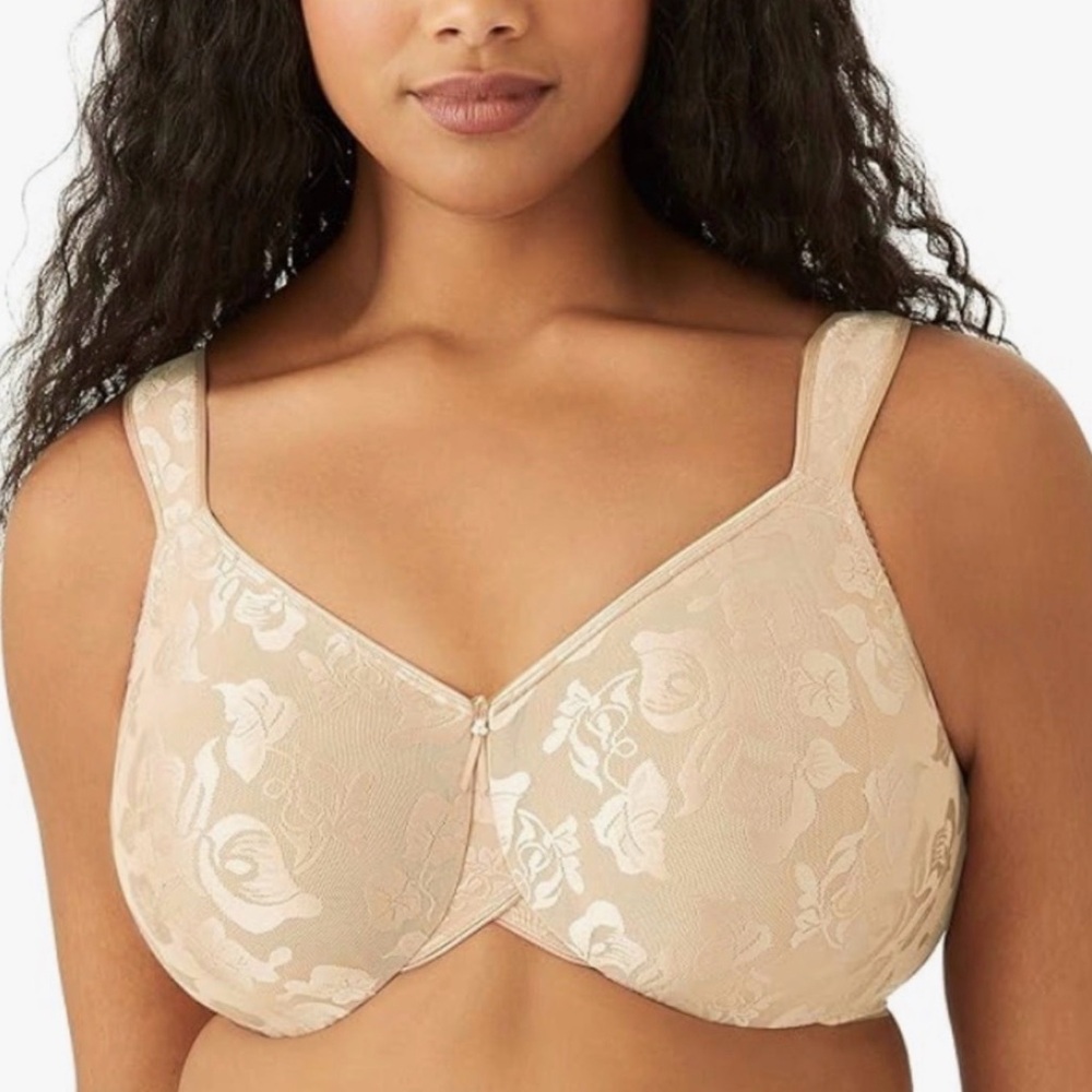 Wacoal 85567 Lace Floral Full Figure Comfort Underwire Bra Beige 38DD
